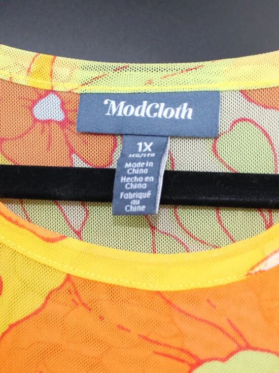 MODCLOTH Tropicana Isle Mesh Midi Dress Sz1X Retro 60s 70s Floral - Picture 8 of 8